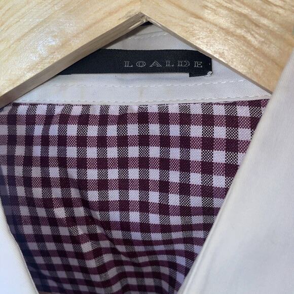 Loadle Purple and White Checkered Long Sleeve Button Up Shirt Men's Size M - Picture 4 of 5